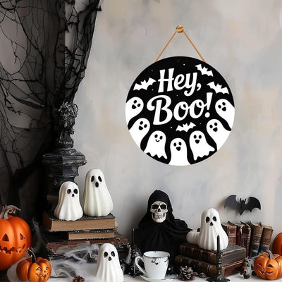 Halloween Welcome Door Sign 12", Hanging Wall Sign for Front Door, Outdoor Halloween Party Door Hanger, Spooky Home Decor Accent