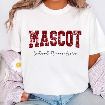 Custom School Mascot Short Sleeve Shirt, School Logo Team Name Short Sleeve Shirt, Back to School Sports Tee, Unisex Spirit Short SleeveShirt