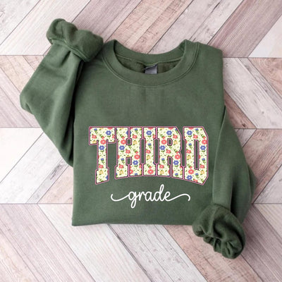 Third Grade Teacher Sweatshirt, 3rd Grade Floral SweatShirt Back to School SweatShirt, First Day of School SweatShirt