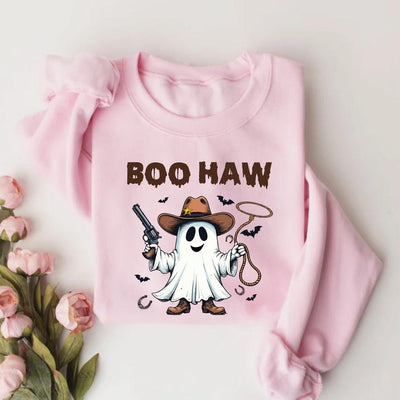 Boo Haw Sweatshirt, Funny Ghost Cowboy Halloween SweatShirt, Western Spooky Fall SweatShirt