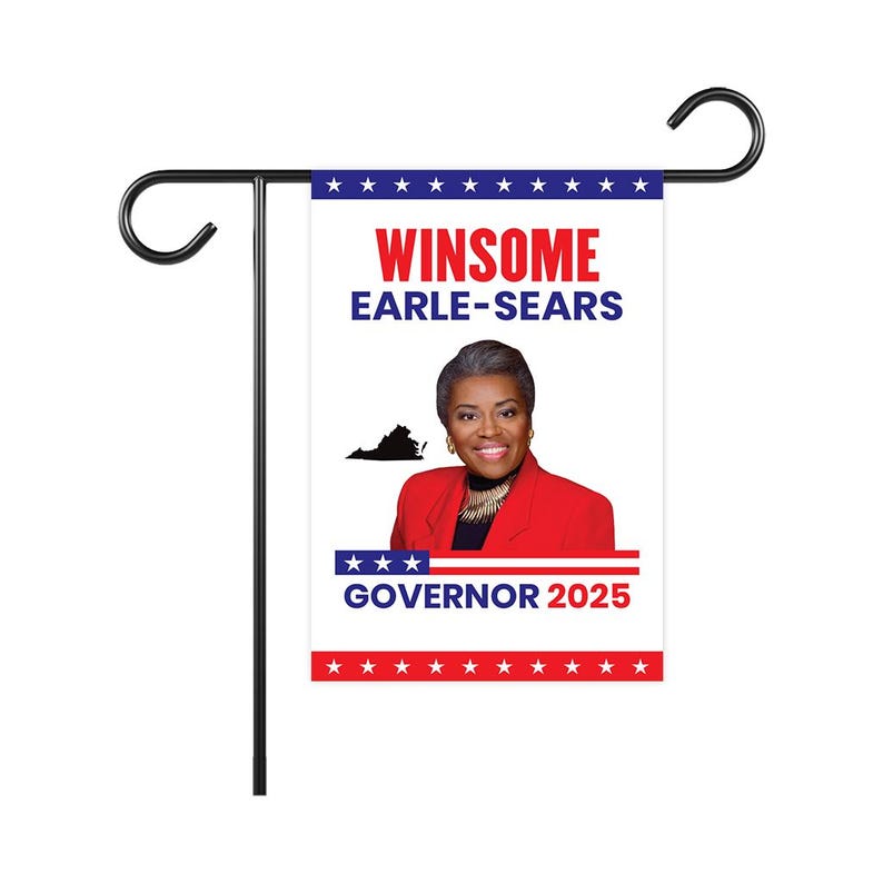 Winsome Earle-Sears For Virginia Governor 2025 Garden Flag, Double Sided, 2025 Governor Flag, Elections Flag, Race Red White & Blue Flag