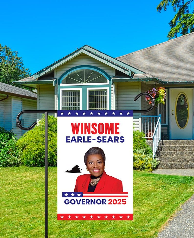 Winsome Earle-Sears For Virginia Governor 2025 Garden Flag, Double Sided, 2025 Governor Flag, Elections Flag, Race Red White & Blue Flag