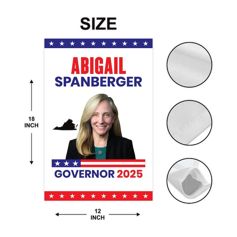 Abigail Spanberger For Virginia Governor 2025 Garden Flag, Double Sided, 2025 Governor Flag, Elections Flag, Race Red White & Blue Flag