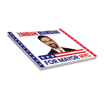 Zohran Mamdani For New York City Mayor 2025 Election Yard Sign, Corrugated Plastic Election Race Red White & Blue Sign with Metal H-Stake