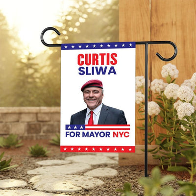 Curtis Sliwa For New York City Mayor Election 2025 Garden Flag, Double Sided, NYC’s Mayor, Race Red White & Blue Flag