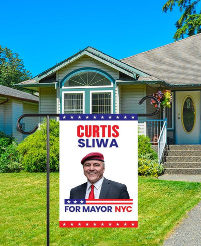 Curtis Sliwa For New York City Mayor Election 2025 Garden Flag, Double Sided, NYC’s Mayor, Race Red White & Blue Flag