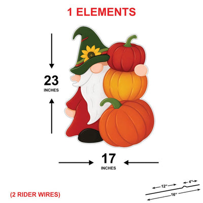 Fall Gnome Yard Sign, Thanksgiving Garden Stake with 3 Pumpkins, Autumn Outdoor Gnome Decor for Lawn Garden Patio Porch Fall Decoration