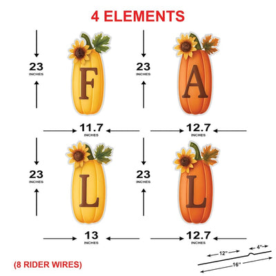 FALL Pumpkin Yard Signs, Outdoor Thanksgiving Lawn Decoration, Autumn Garden Stakes with Sunflower Accents, Porch Fall Decor Cutouts