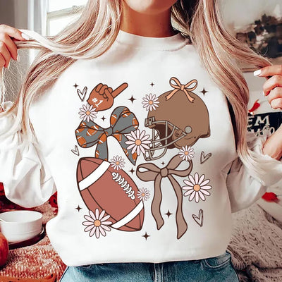 Football Coquette Sweatshirt, Preppy Game Day Football SweatShirt, Glitter Football Mama SweatShirt