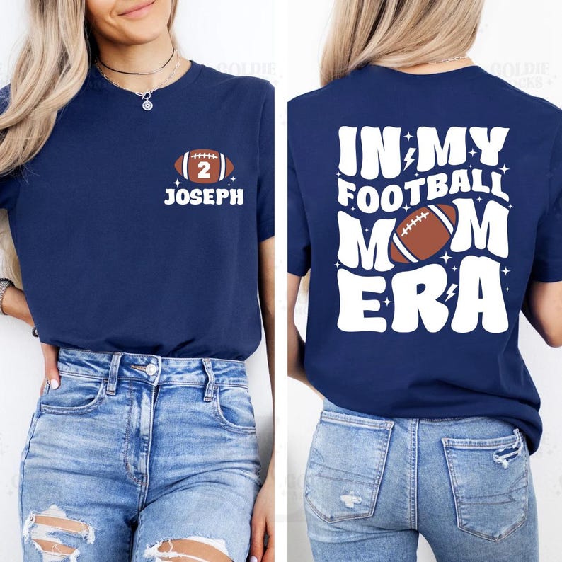 In My Football Mom Era Short Sleeve Shirt, Custom Football Mom Game Day Tee, Sport Mom Short Sleeve Shirt