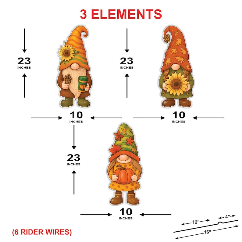 Fall Gnome Yard Signs, Thanksgiving Garden Gnome Cutouts, Autumn Pumpkin Sunflower Decor for Outdoor Lawn, Porch, and Harvest Party