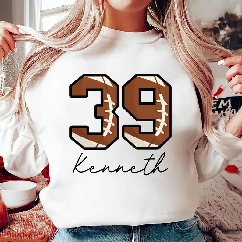 Custom Football Number Sweatshirt, Personalized Player or Mom Football SweatShirt, Sports Mom SweatShirt