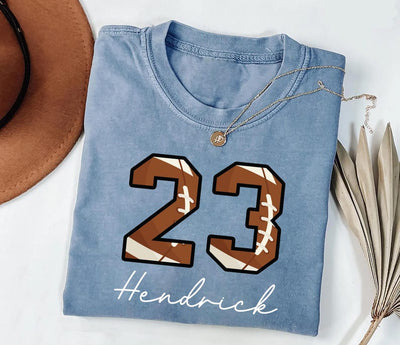Custom Football Number Short Sleeve Shirt, Personalized Player or Mom Football Tee, Sports Mom Short Sleeve Shirt