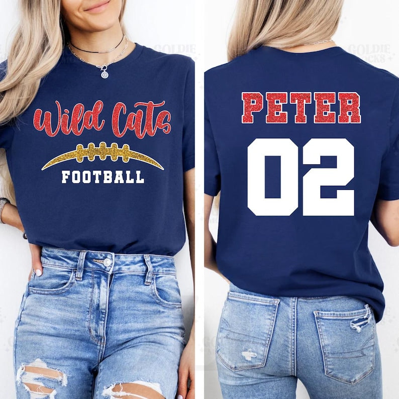 Custom Football Mascot Short Sleeve Shirt, Personalized Team Spirit Tee, Football Mom Short Sleeve Shirt