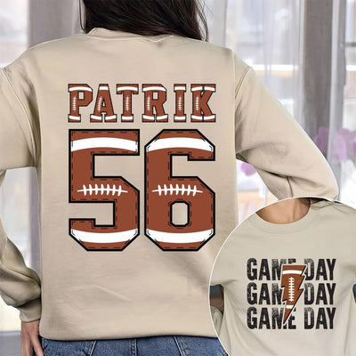 Personalized Football Game Day Short Sleeve Shirt, Custom Game Day Mom Football Tee, Child Name & Number Football Short Sleeve Shirt