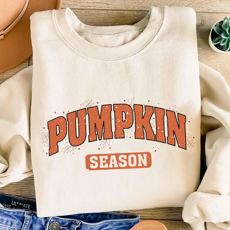 Retro Pumpkin Season Sweatshirt, Cute Fall Halloween SweatShirt for Women, Autumn Thanksgiving SweatShirt