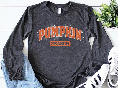 Retro Pumpkin Season Long Sleeve Shirt, Cute Fall Halloween Long Sleeve Shirt for Women, Autumn Thanksgiving Long Sleeve Shirt