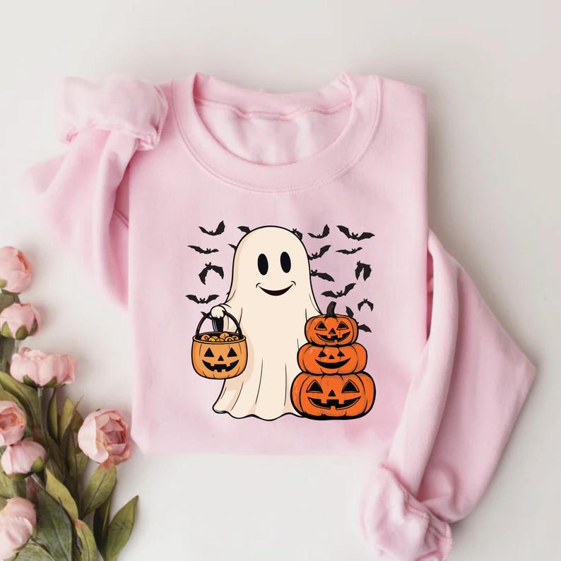 Ghost Halloween Sweatshirt, Women’s Halloween Party SweatShirt, Cute Fall Costume SweatShirt, Spooky Season SweatShirt