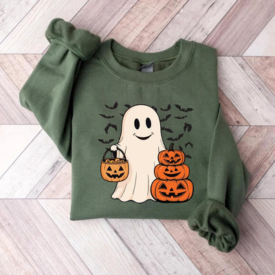 Ghost Halloween Sweatshirt, Women’s Halloween Party SweatShirt, Cute Fall Costume SweatShirt, Spooky Season SweatShirt