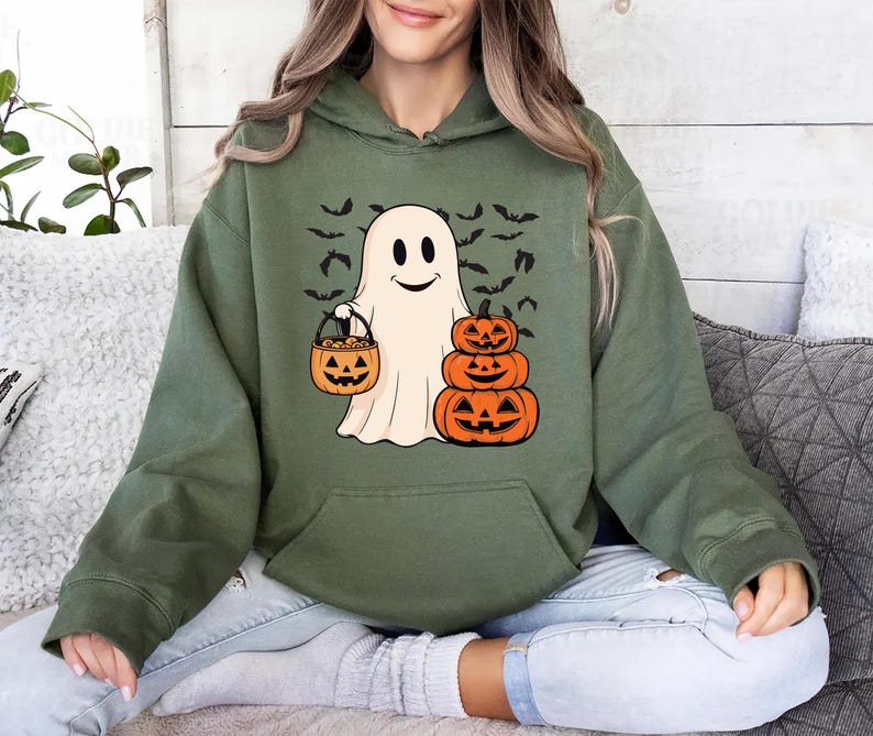 Ghost Halloween Hoodie, Women’s Halloween Party Hoodie , Cute Fall Costume Hoodie, Spooky Season Hoodie