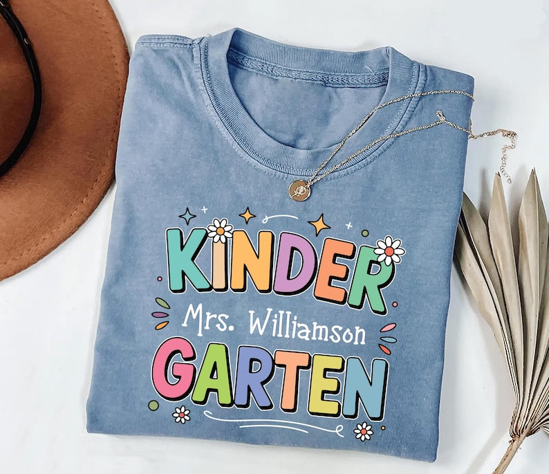 Personalized Kindergarten Teacher Shirt, Custom Teacher Shirt