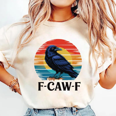 Retro F-Caw-F Crow Shirt, Funny Cawing Black Bird Shirt, Grunge Bird Tee
