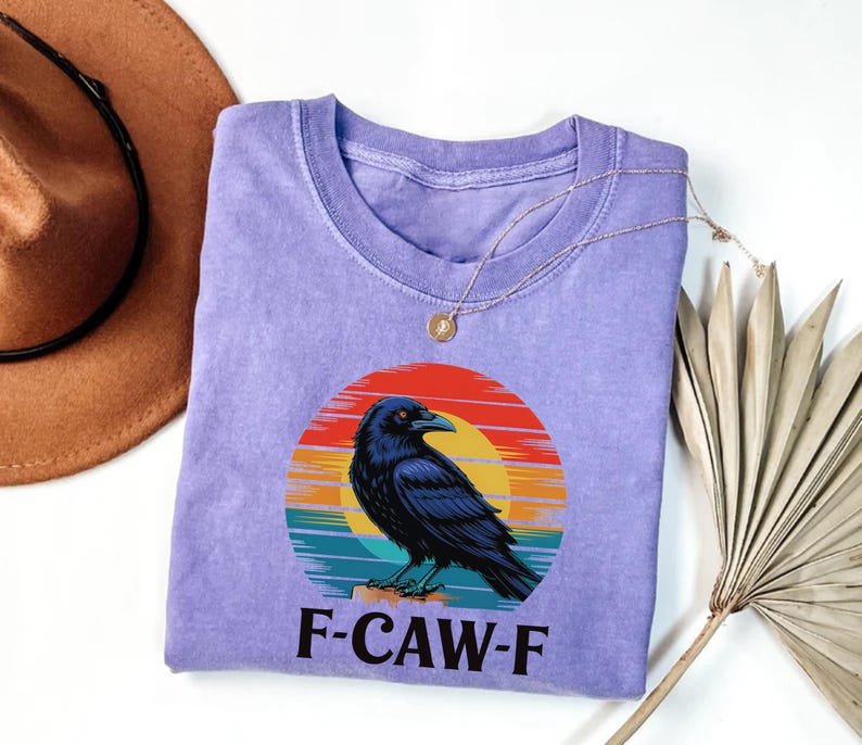 Retro F-Caw-F Crow Shirt, Funny Cawing Black Bird Shirt, Grunge Bird Tee