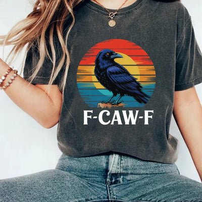 Retro F-Caw-F Crow Shirt, Funny Cawing Black Bird Shirt, Grunge Bird Tee