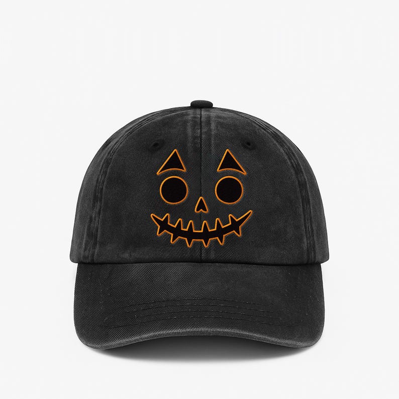 Jack-o-lantern Pumpkin Embroidered Hat, Spooky Season Baseball Cap, Halloween Costume Hat, Vintage Dad Cap, Cute Halloween Gift