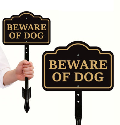 3 Pack Beware of Dog Yard Sign with 16" Stake, Rust-Free Aluminum Warning Sign, Home Security Not Responsible Lawn Sign, Outdoor Dog Alert