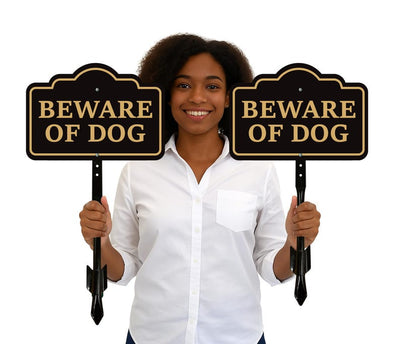 2 Pack Beware of Dog Yard Sign with 16" Stake, Rust-Free Aluminum Warning Sign, Home Security Not Responsible Lawn Sign, Outdoor Dog Alert
