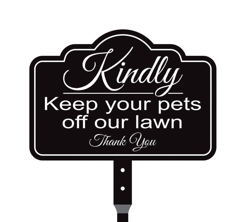 Keep Pets Off Lawn Yard Sign with 16" Stake, Rust-Free Aluminum Outdoor Warning Sign, Kindly Keep Pets Off Grass, Dog Cat Deterrent Sign