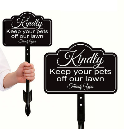 3 Pack Keep Pets Off Lawn Yard Sign with 16" Stake, Rust-Free Aluminum Outdoor Warning Sign, Kindly Keep Pets Off Grass, Dog Cat Deterrent