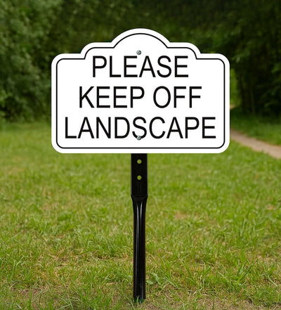Please Keep Off Landscape Yard Sign with 16" Stake, Rust-Free Aluminum Stay Off Grass Warning Sign, Outdoor Garden Lawn Protection Sign