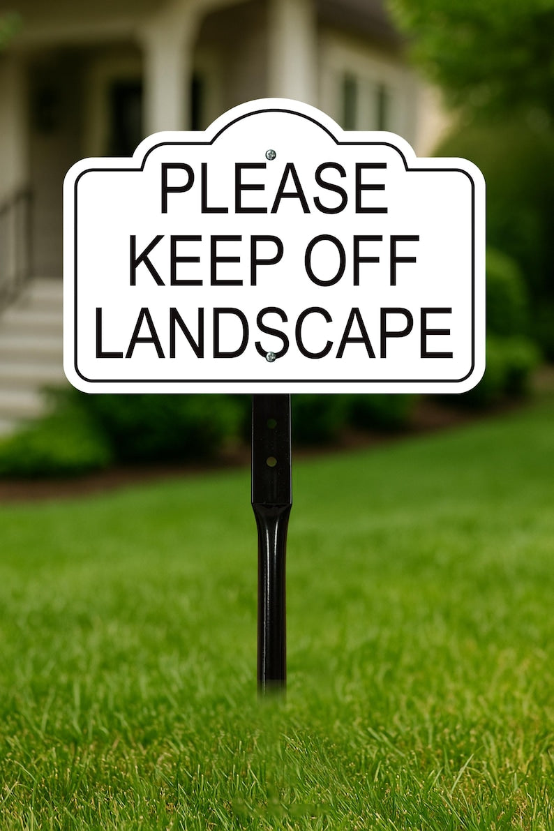3 Pack Please Keep Off Landscape Yard Sign with 16" Stake, Rust-Free Aluminum Stay Off Grass Warning Sign, Outdoor Garden Lawn Protection