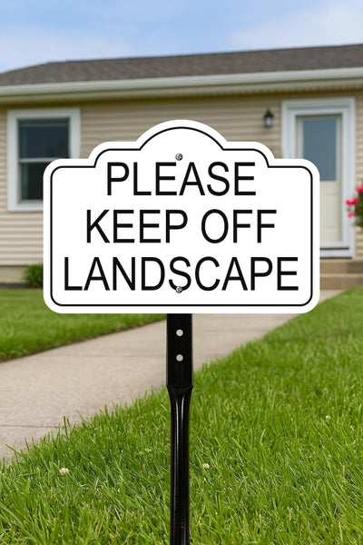 3 Pack Please Keep Off Landscape Yard Sign with 16" Stake, Rust-Free Aluminum Stay Off Grass Warning Sign, Outdoor Garden Lawn Protection