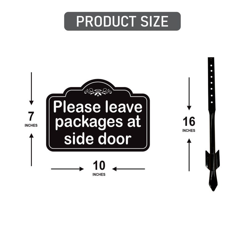3 Pack Please Leave Packages at Side Door Yard Sign with 16" Stake, Aluminum Delivery Instruction Sign, Outdoor Parcel Drop Off Lawn Sign