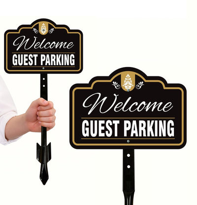 2 Pack Guest Parking Only Yard Sign with 16" Stake, Rust-Free Aluminum Parking Sign for Visitors, Reserved Guest Outdoor Lawn Parking Marker