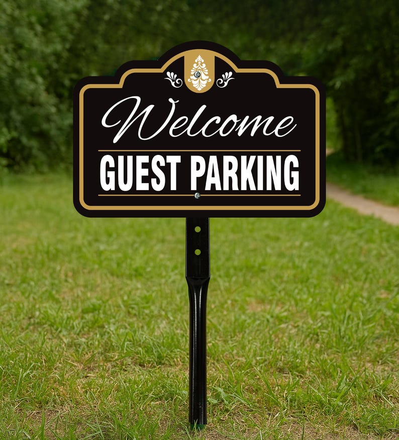3 Pack Guest Parking Only Yard Sign with 16" Stake, Rust-Free Aluminum Parking Sign for Visitors, Reserved Guest Outdoor Lawn Parking Marker