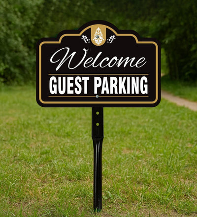 3 Pack Guest Parking Only Yard Sign with 16" Stake, Rust-Free Aluminum Parking Sign for Visitors, Reserved Guest Outdoor Lawn Parking Marker