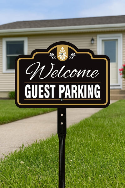 2 Pack Guest Parking Only Yard Sign with 16" Stake, Rust-Free Aluminum Parking Sign for Visitors, Reserved Guest Outdoor Lawn Parking Marker