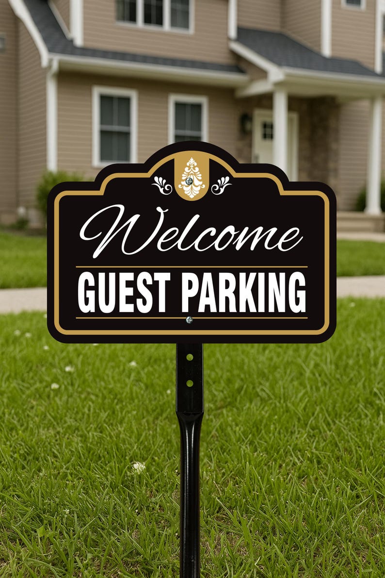 2 Pack Guest Parking Only Yard Sign with 16" Stake, Rust-Free Aluminum Parking Sign for Visitors, Reserved Guest Outdoor Lawn Parking Marker