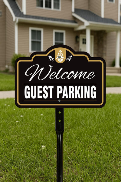 3 Pack Guest Parking Only Yard Sign with 16" Stake, Rust-Free Aluminum Parking Sign for Visitors, Reserved Guest Outdoor Lawn Parking Marker