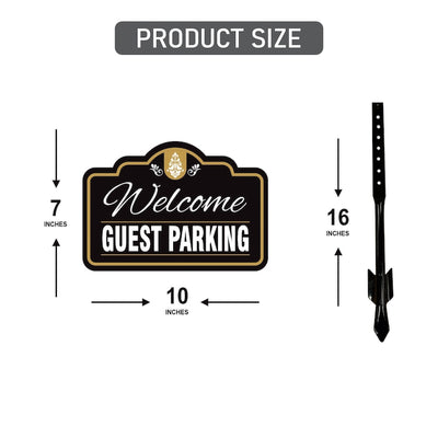 2 Pack Guest Parking Only Yard Sign with 16" Stake, Rust-Free Aluminum Parking Sign for Visitors, Reserved Guest Outdoor Lawn Parking Marker