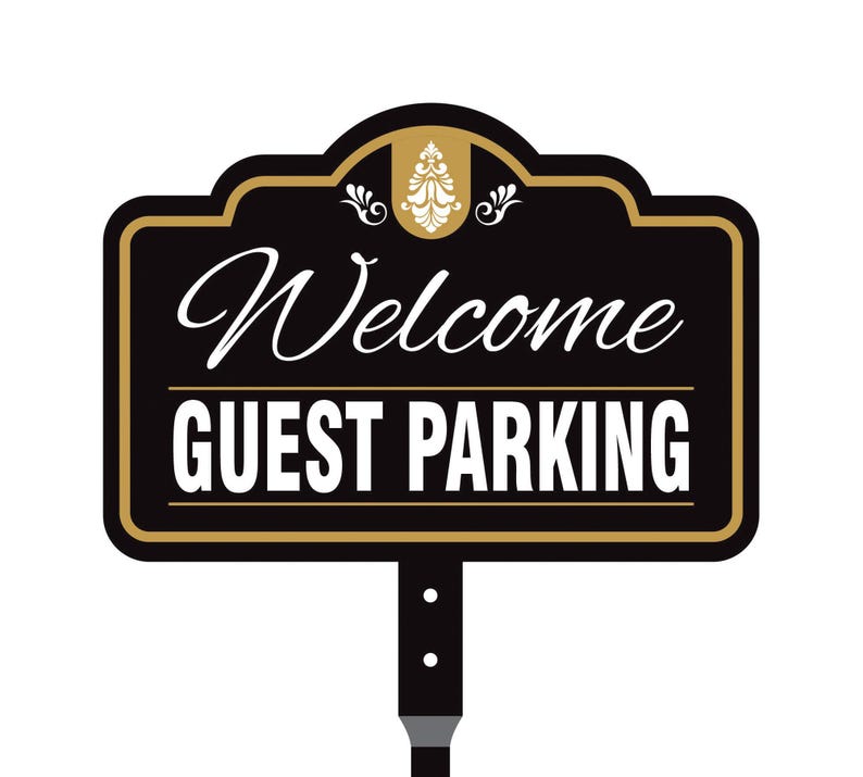 Guest Parking Only Yard Sign with 16" Stake, Rust-Free Aluminum Parking Sign for Visitors, Reserved Guest Outdoor Lawn Parking Marker