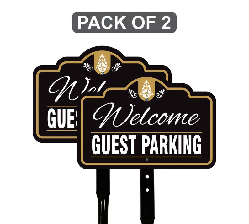 2 Pack Guest Parking Only Yard Sign with 16" Stake, Rust-Free Aluminum Parking Sign for Visitors, Reserved Guest Outdoor Lawn Parking Marker