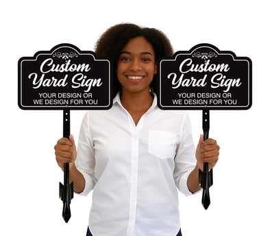 2 Pack Custom Aluminum Yard Sign with 16" Stake, Personalized Metal Outdoor Sign, Fully Customizable Lawn Marker for Home, Business, Events