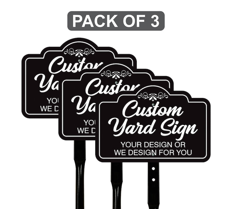 3 Pack Custom Aluminum Yard Sign with 16" Stake, Personalized Metal Outdoor Sign, Fully Customizable Lawn Marker for Home, Business, Events