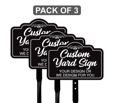 3 Pack Custom Aluminum Yard Sign with 16" Stake, Personalized Metal Outdoor Sign, Fully Customizable Lawn Marker for Home, Business, Events
