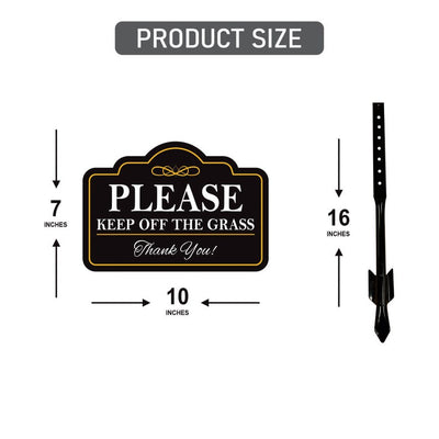 Please Keep Off The Grass Yard Sign with 16" Stake, Rust-Free Aluminum Stay Off Grass Warning Sign, Outdoor Landscape Protection Lawn Sign